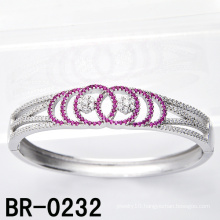 Sterling Silver Micro Pave Colored CZ Bangles (BR-0232)